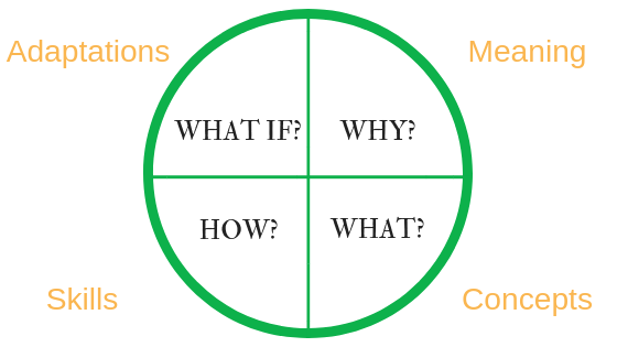 The 4MAT cycle with its key questions and focus areas